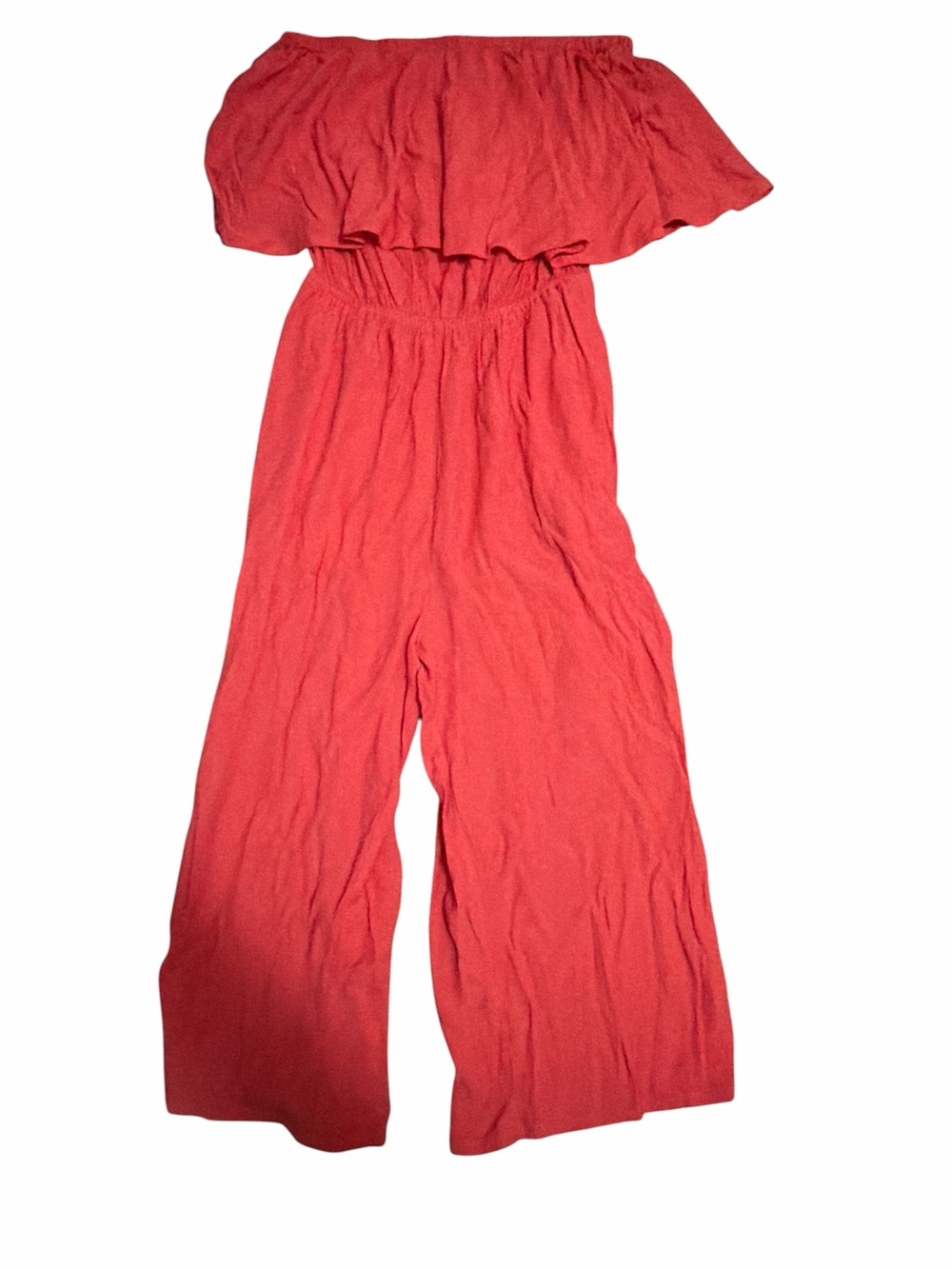 Women’s Off-Shoulder Wide-Leg Jumpsuit in Coral
